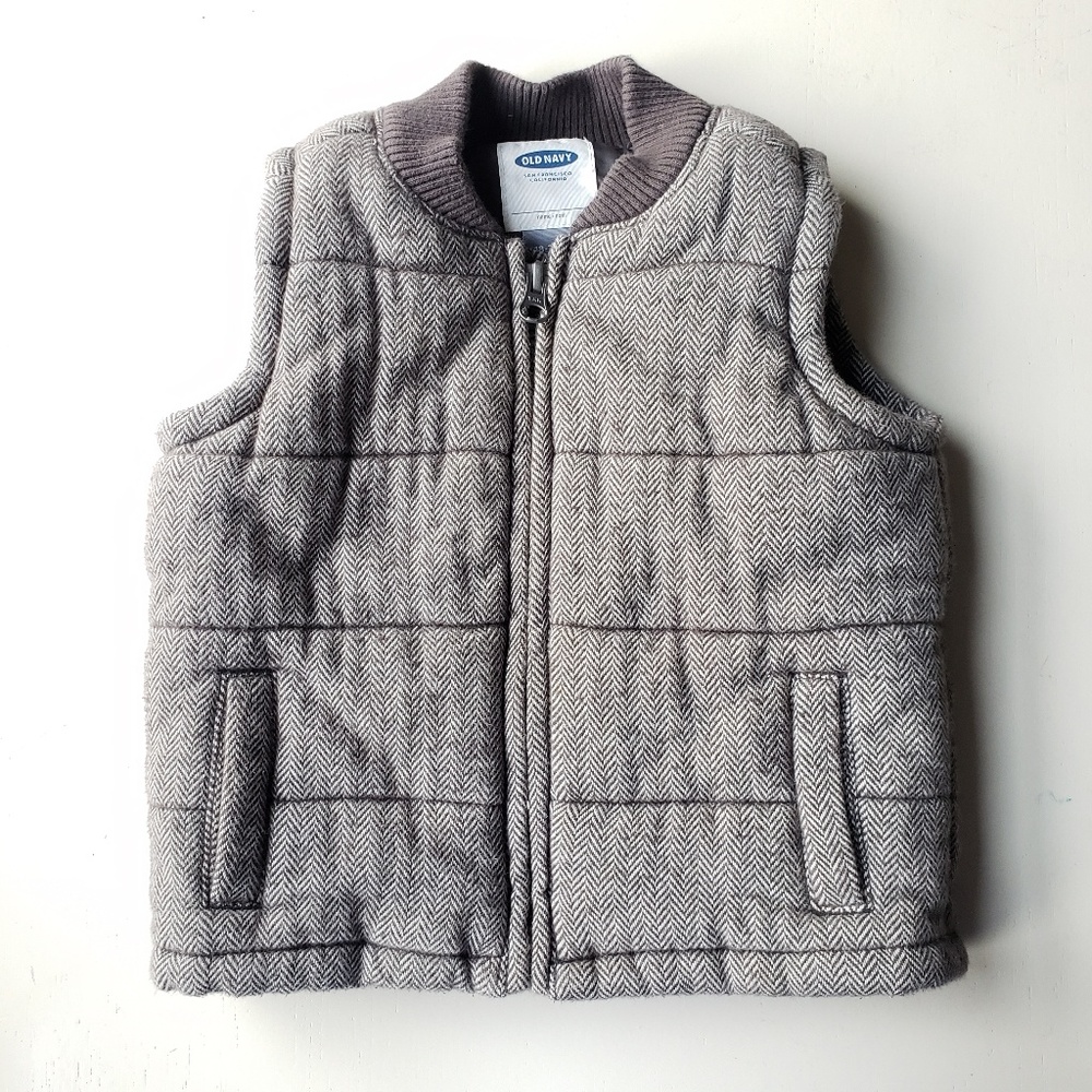 Old Navy Puffer Vest - Herringbone - 18-24 months